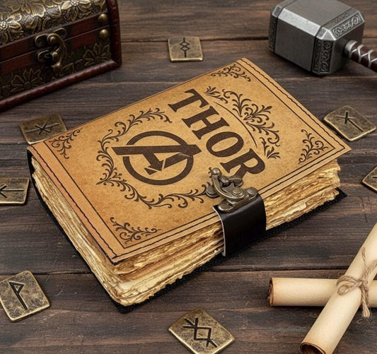 Thor Avengers Vintage leather journal, Thor Leather Journal, Avenger spell book of shadows Avengers Gifts For Him Her