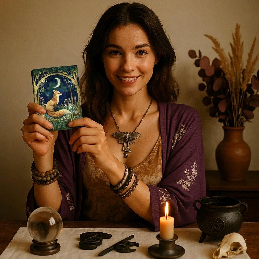 Fox Leather Grimoire Journal – Handmade Spell Book of Shadows, Vintage Witchcraft Spellbook, Wiccan Pagan Gothic Magic Diary Gift