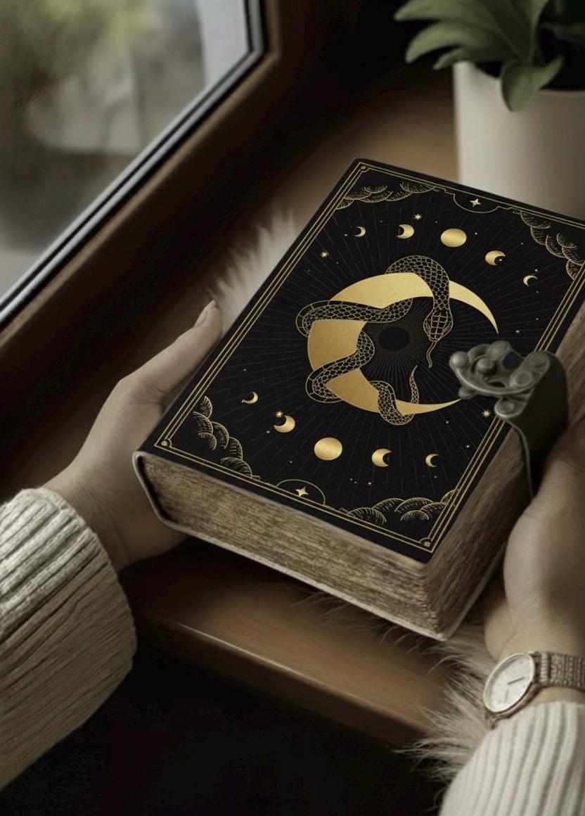 200 Page Black Magic Snake leather journal | Moon Phase Witch Grimoire | Handmade Spell Book with Lock | Deckle Edge Paper | Halloween Gift