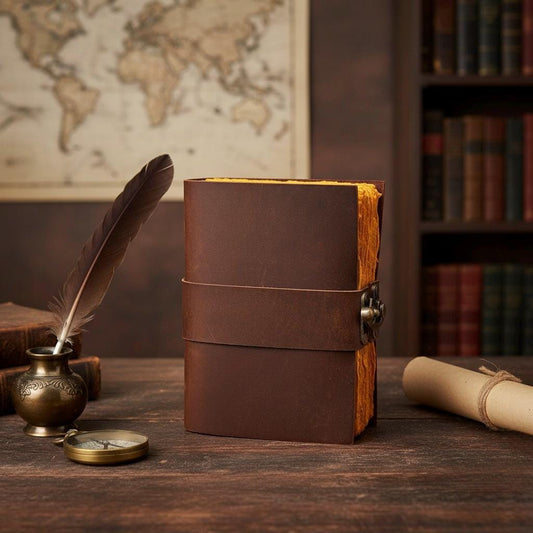 Leather Journal - Blank Spell Book of Shadows, Grimoire Journal, Travel Writing Notebook, Antique Deckle Edge Paper Gifts For Women