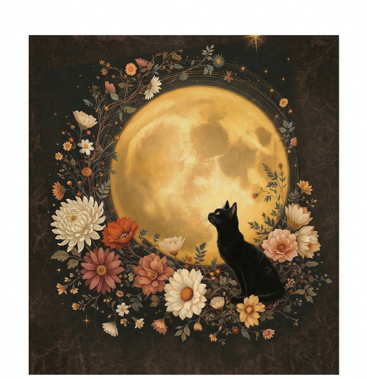 Cat and Moon leather Journal