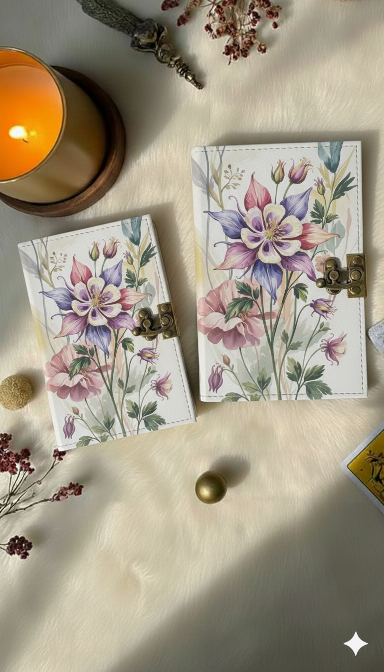 Columbine Flower Leather Journal