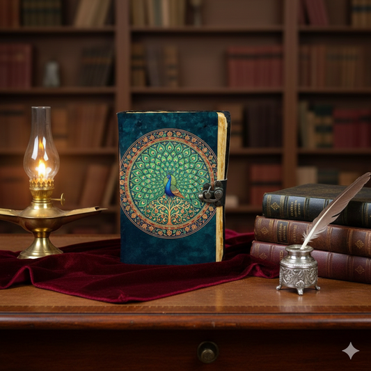 Peacock Leather journal Grimoire Notebook