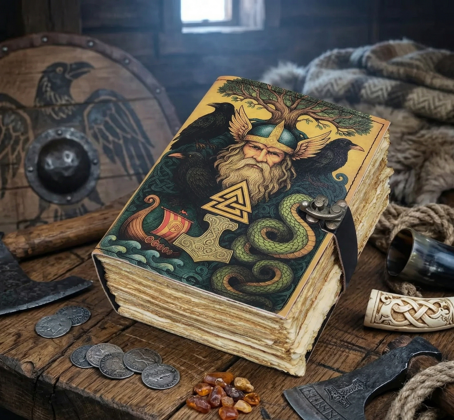 Odin Leather Journal, Viking Norse Notebook, Book Of Shadows