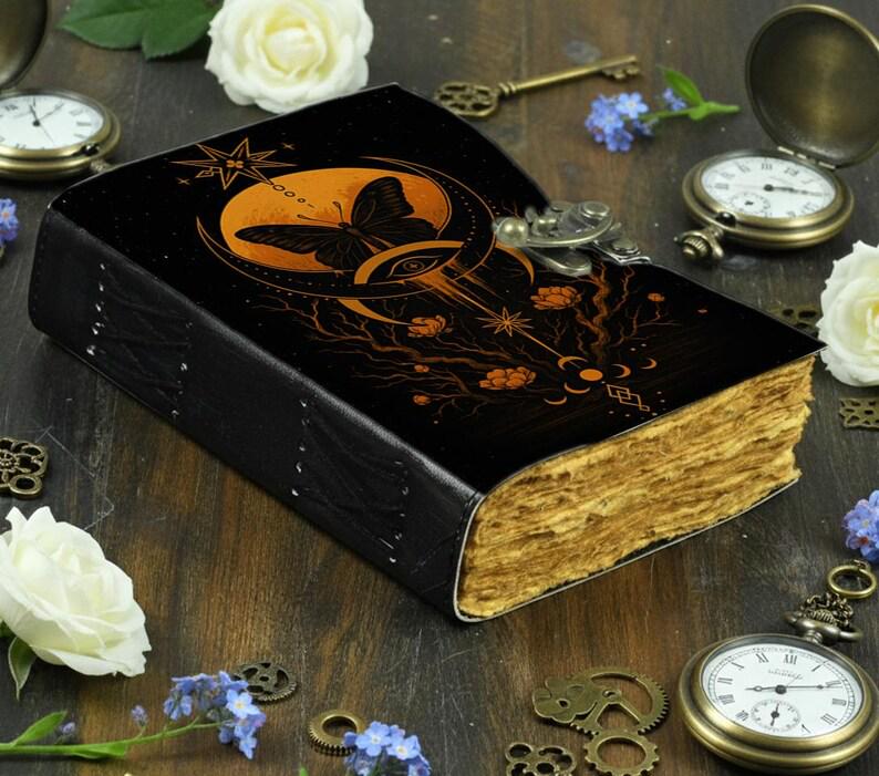 400 Pages Grimoire Leather Journal Book of Shadows – Witchcraft Journal, Vintage Wiccan Pagan Gothic Spellbook, Halloween Gift for Women