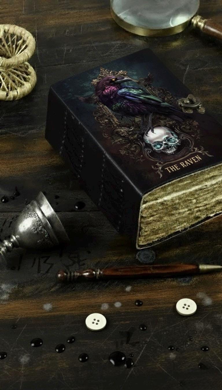 The Raven Leather Journal Gothic Grimoire Book of Shadows Vintage Raven Grimoire Journal Witchcraft Magic Journal Raven gifts for Halloween