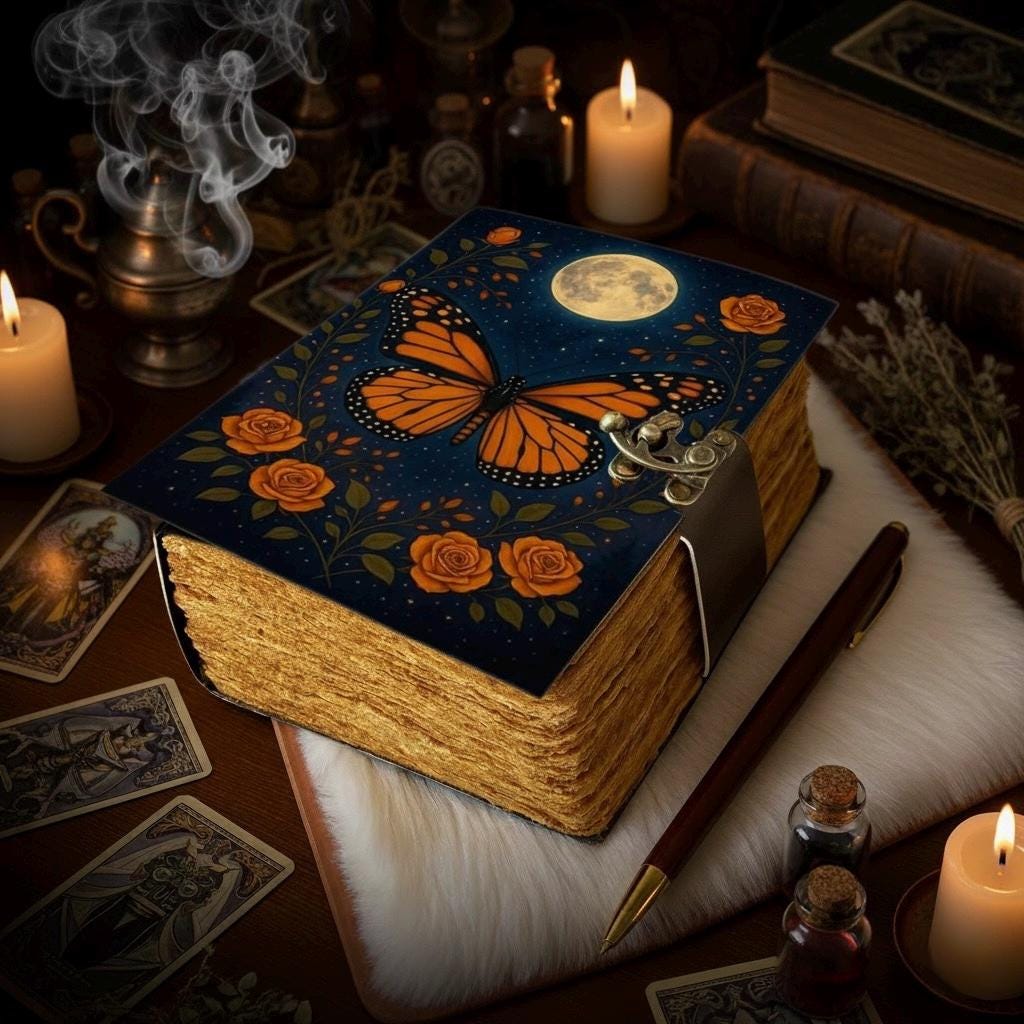 Sun Moon Grimoire Vintage leather journal, Moon Leather Journal, Blank spell book of shadows Halloween Gifts For Him Her