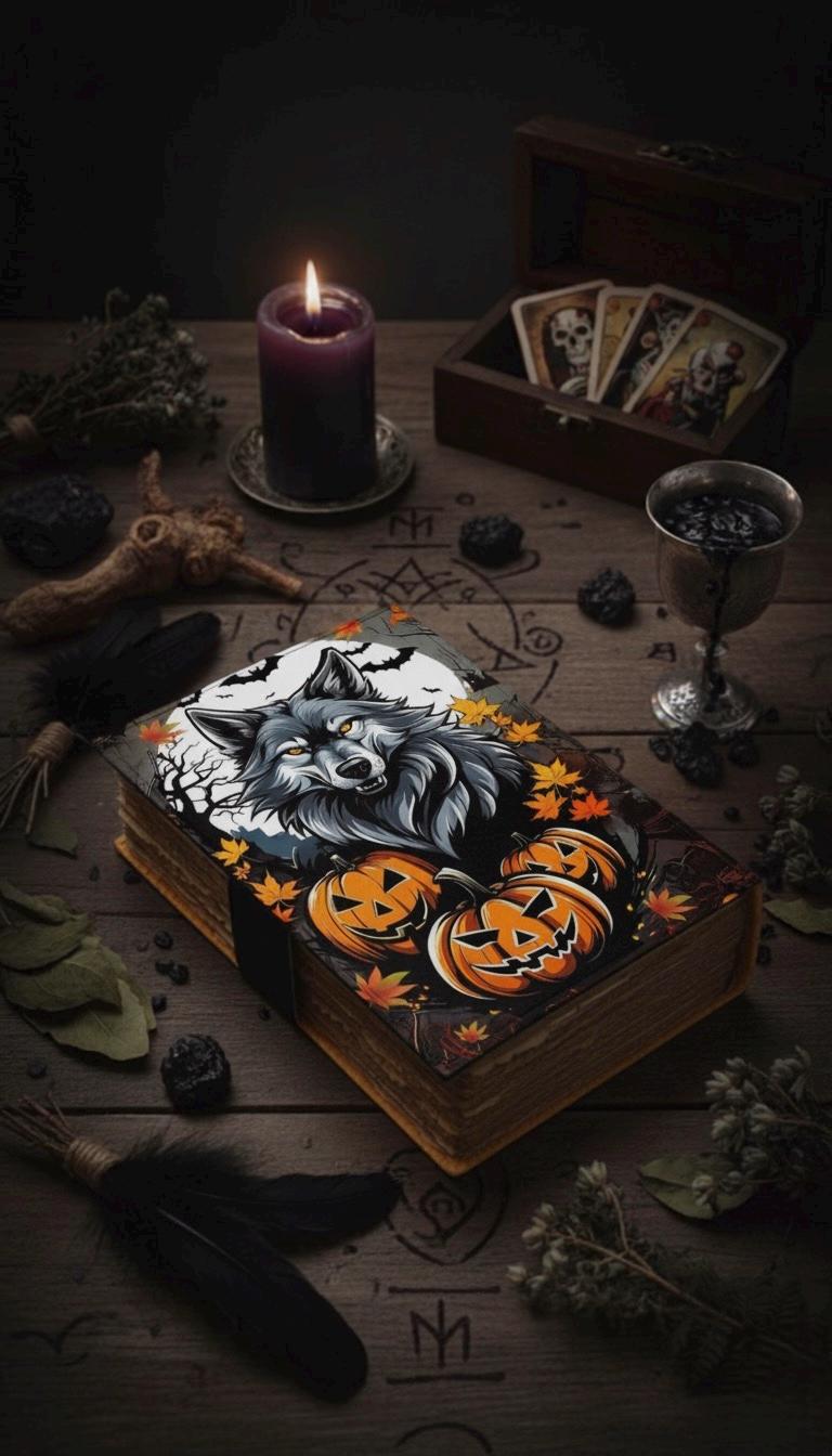 Fox Leather Journal Spell Book of Shadows , Pumpkin Leather Journal, Grimoire Witchcraft Journal Halloween Gifts For Him Her