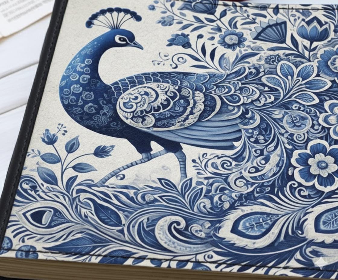 Peacock Memory book Custom Photo Album, Peacock Leather Scrapbook Adventure Book Journal Beautiful Flower Art Book Gift for Him and Her,