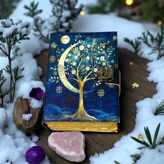 Leather Grimoire – 400 Page Refillable Book of Shadows | Witchcraft Spellbook | Wiccan Pagan Journal | Gothic Occult Notebook Gift