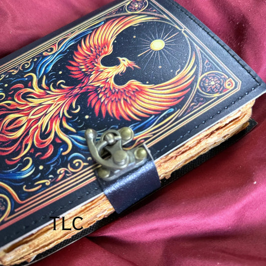 Phoenix Leather Journal: Handmade Grimoire, Spell Book, Writing Diary