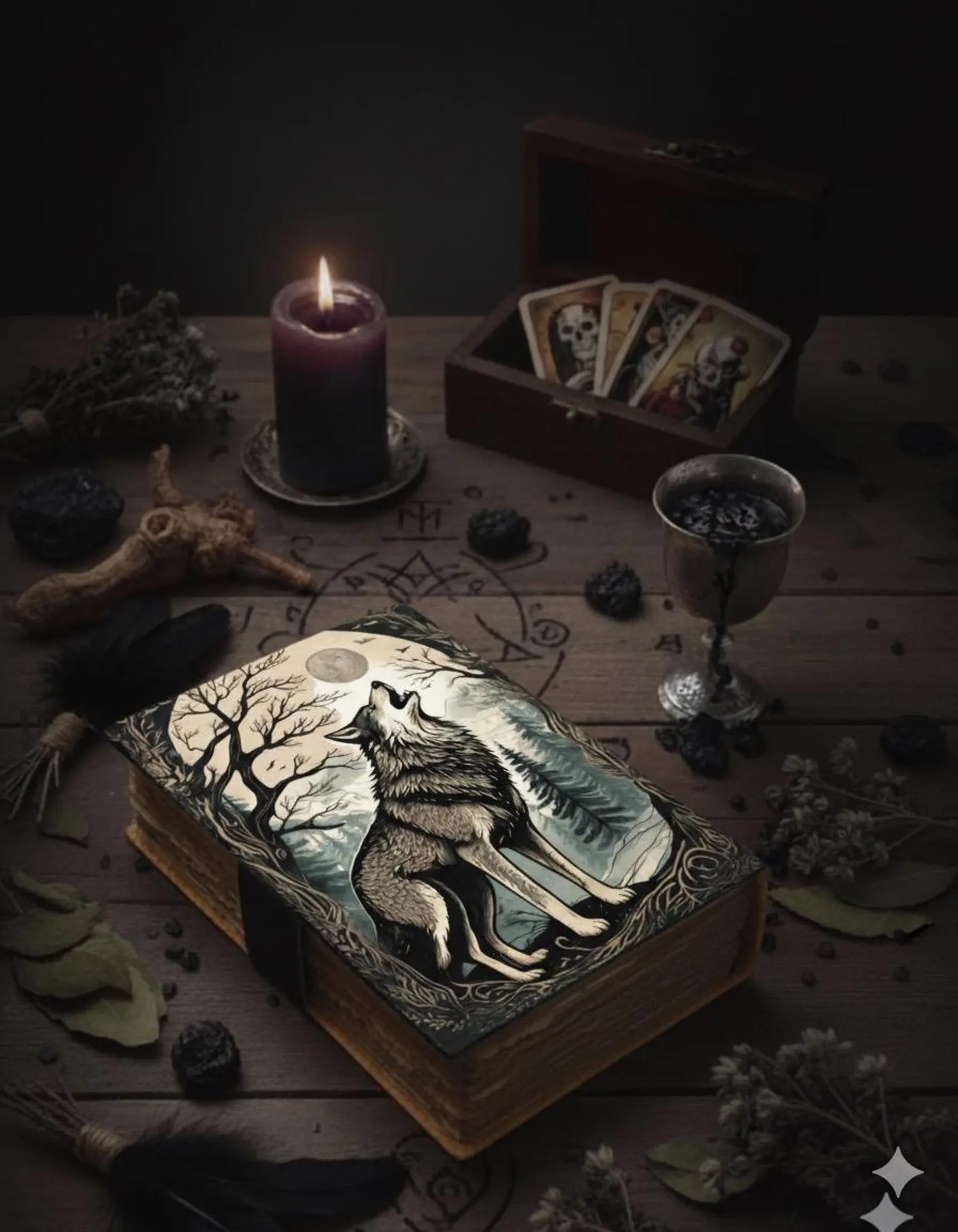 Fox Leather Grimoire – Spell Book of Shadows Journal | Thick Vintage Notebook for Women, Writers | Deckle Paper Journals for gift