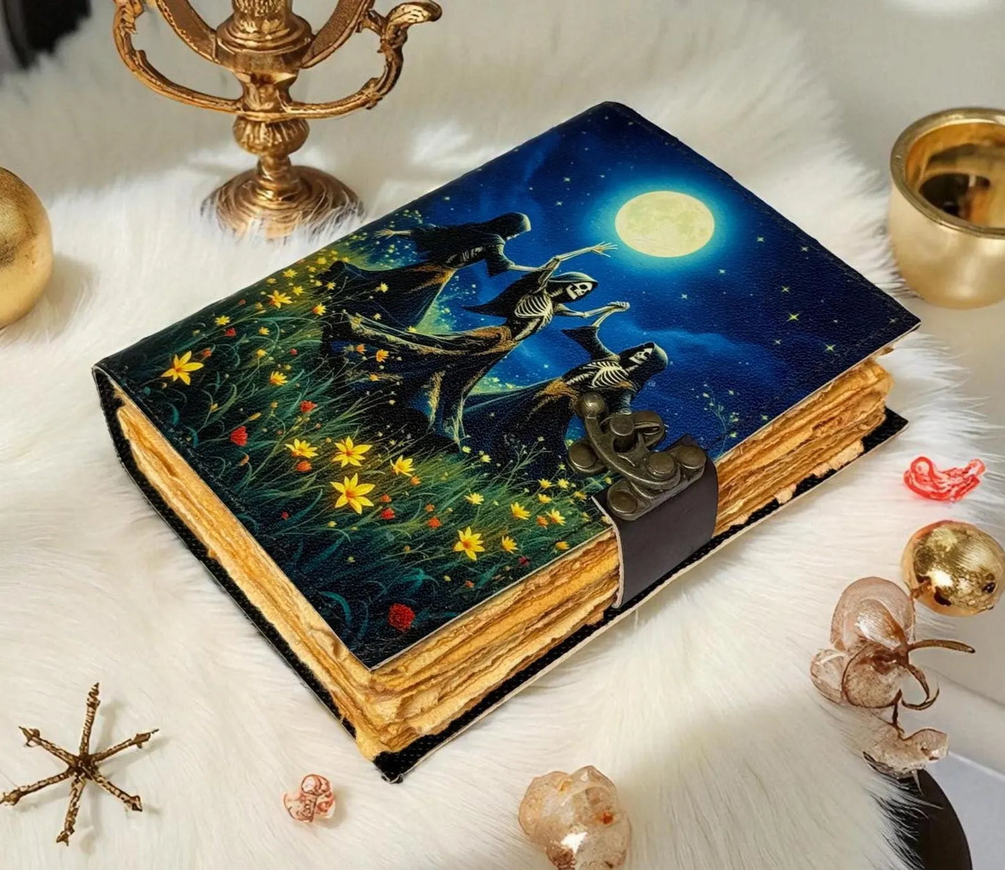 Leather Grimoire Journal: Moon Tree Book of Shadows, Witchcraft Spellbook