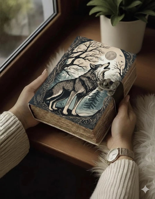 Fox Leather Grimoire – Spell Book of Shadows Journal | Thick Vintage Notebook for Women, Writers | Deckle Paper Journals for gift