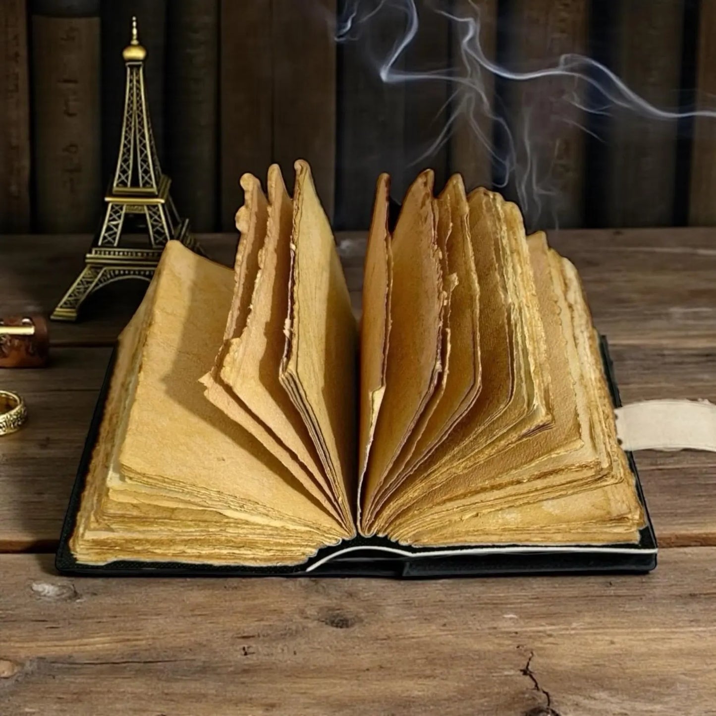 Fairy Leather Grimoire Journal – Handmade Book of Shadows with Lock