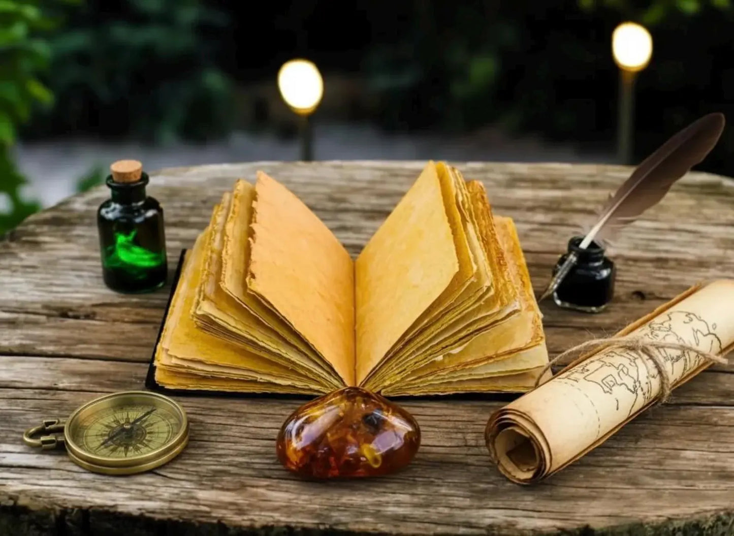 Peacock Leather Grimoire – Handmade Book of Shadows with Deckle Edge Pages