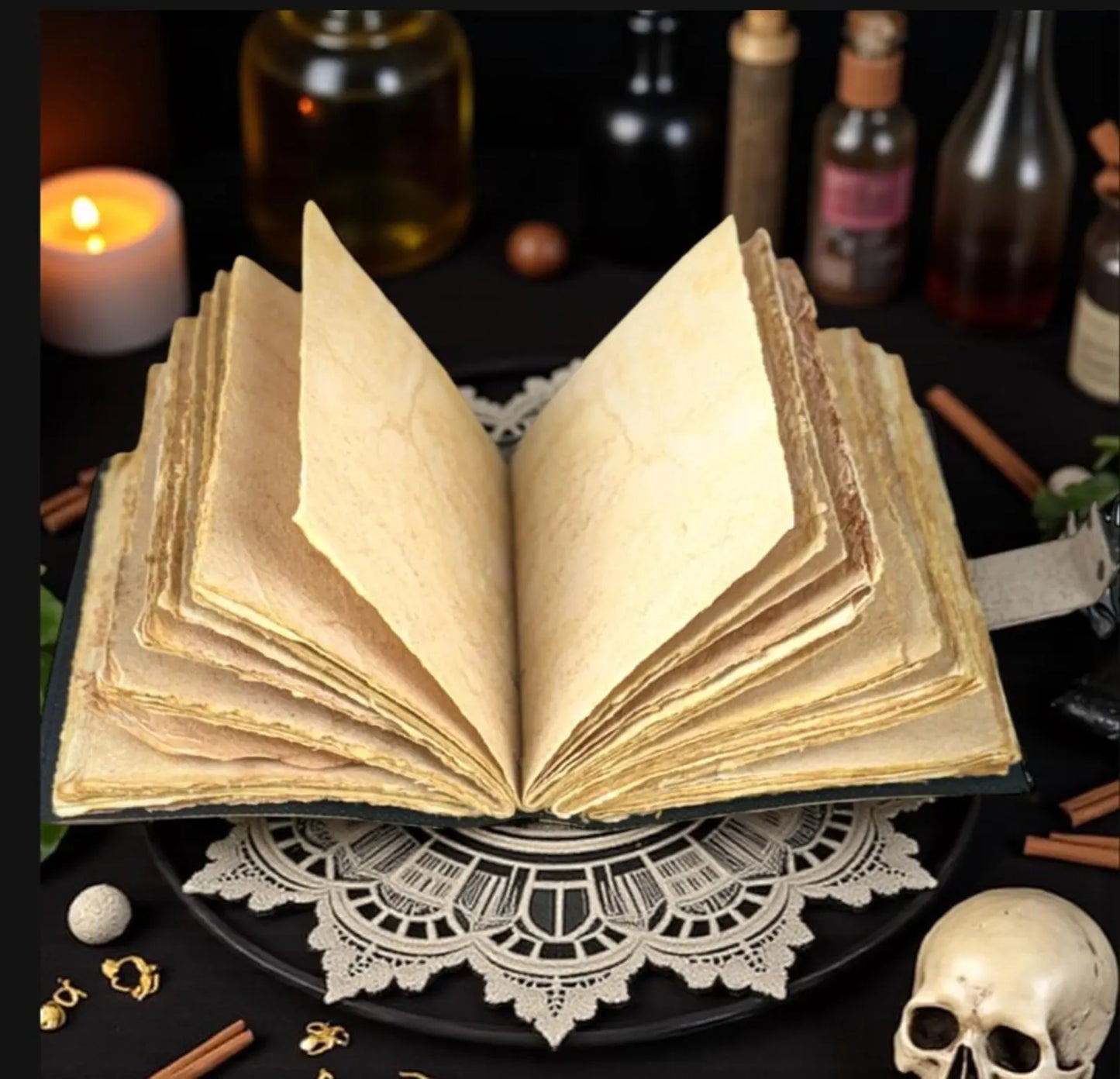 Arcane Alchemy Leather Journal – Handmade Vintage Spellbook with Antique Lock