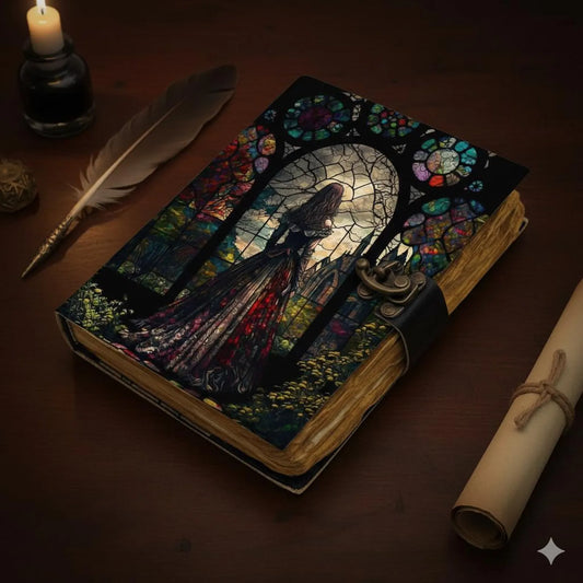 Witchcraft journal Embossed Leather Spell Book: Handmade Journal with Lock