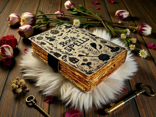 Witch Grimoire Leather Journal – Handmade Book of Spells | Vintage Magic Notebook | Gothic Fantasy Diary