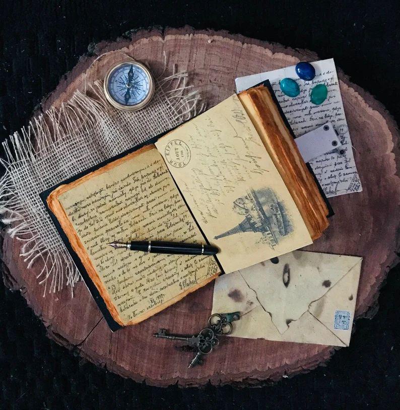 Deer Vintage Magical leather Journal Grimoire Witchcraft Blank spell book of shadows Christmas Celestial Gifts