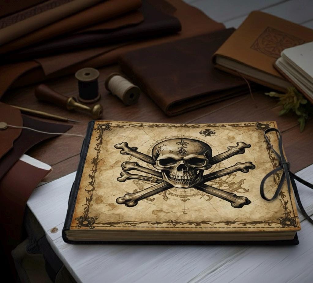 Skull Memory book Custom Photo Album, Skull Leather Scrapbook Adventure Book Journal Beautiful Magic Art Book Gift for Him and Her,