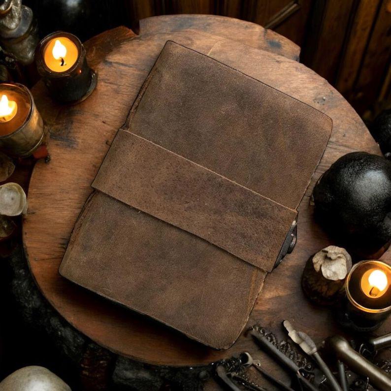 Vintage Leather Journal: Blank Book of Shadows, Deckle Edge Paper