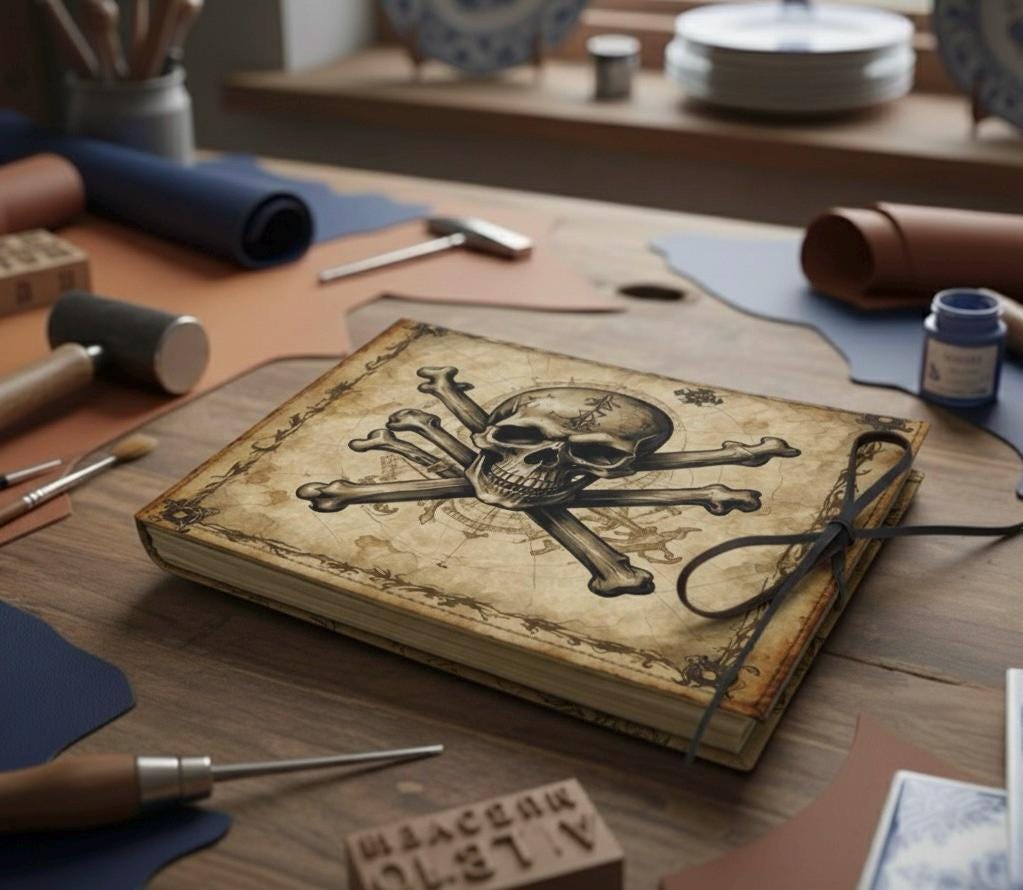 Skull Memory book Custom Photo Album, Skull Leather Scrapbook Adventure Book Journal Beautiful Magic Art Book Gift for Him and Her,