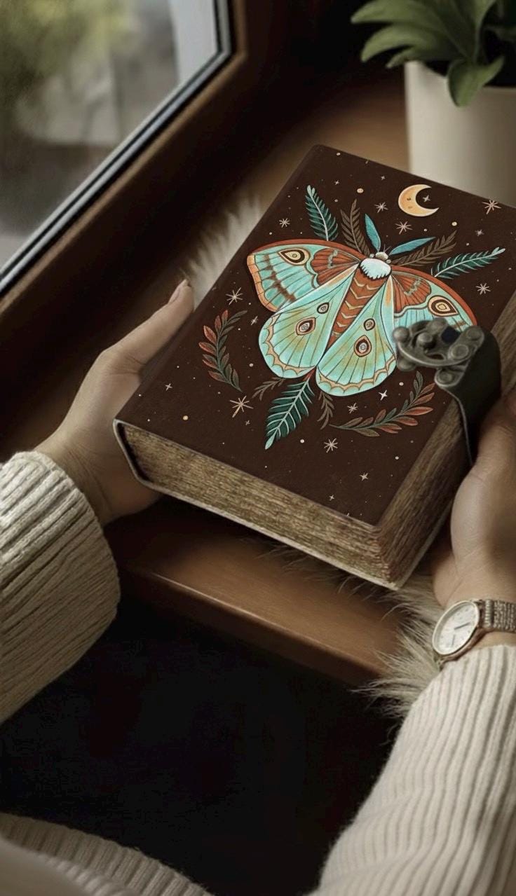 400 Page Floral Luna Moth Journal – Celestial Leather Grimoire | Handmade Book of Shadows | Witchy Garden Sketchbook | Full Moon Spell Diary