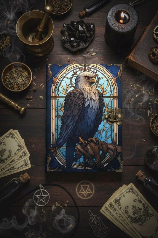 Eagle Leather journal Rustic vintage leather - Grimoire Leather journal - Book of Shadows - Fat journal gift for men and women
