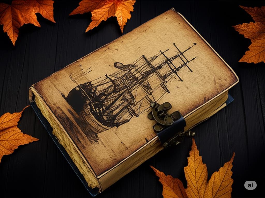 Sailing Ship Leather Journal: Handmade Grimoire, Book of Shadows
