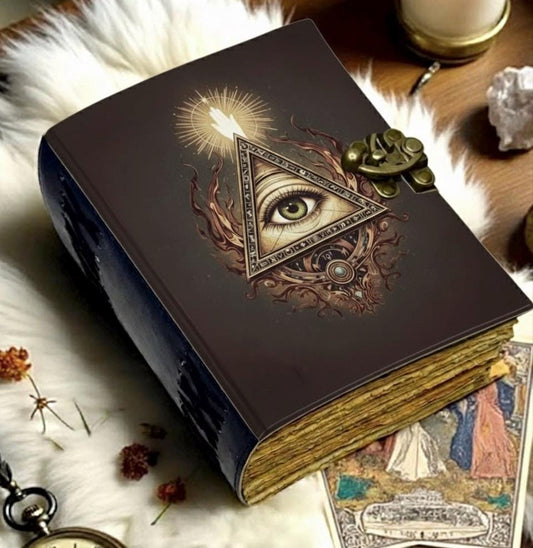 Iluminate Grimoire Vintage leather journal, Raven Leather Journal, Blank spell book of shadows Halloween Gifts For Him Her