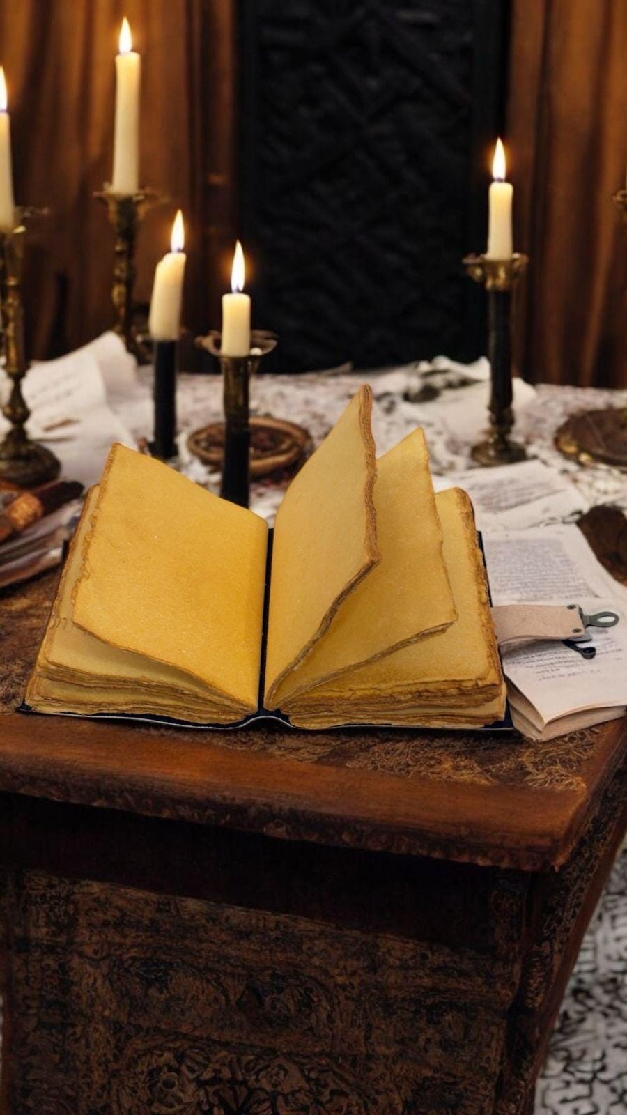 Owl Grimoire Leather Journal: Gothic Blank Book of Shadows