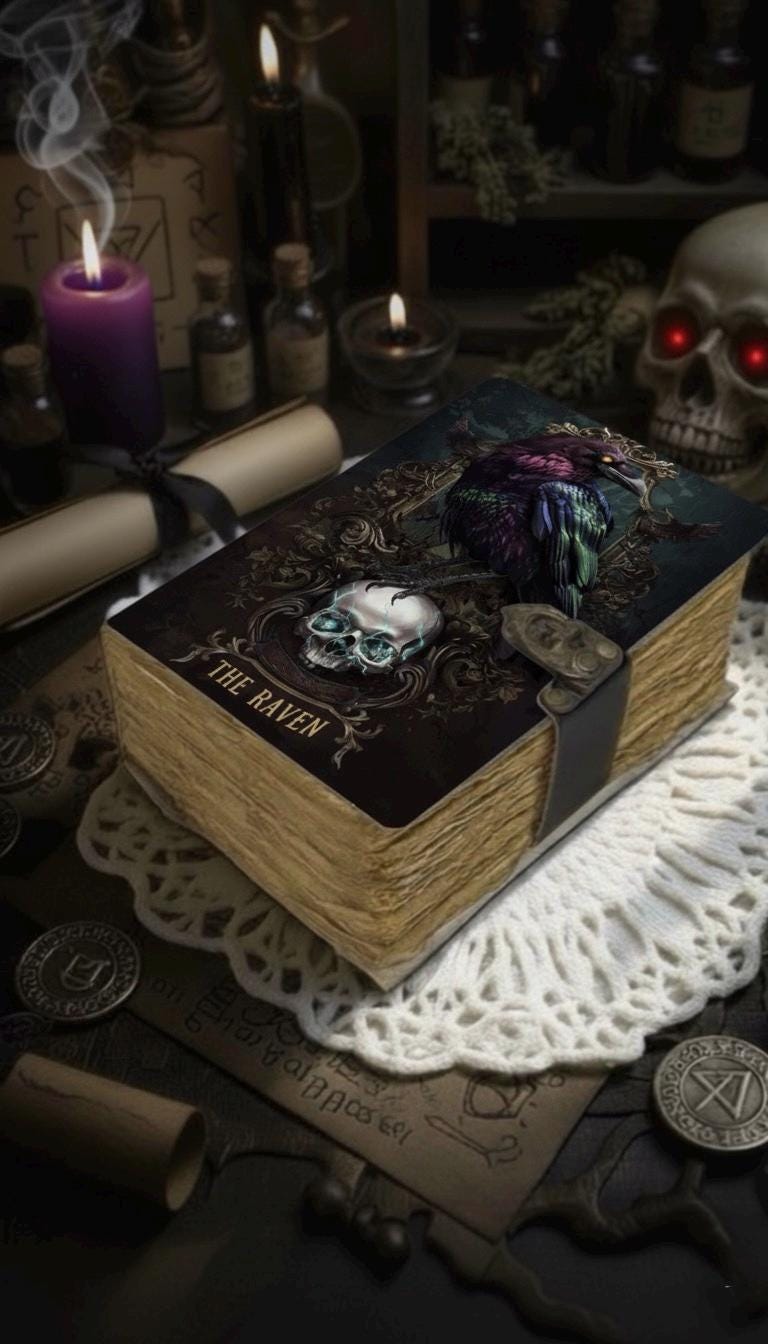 The Raven Leather Journal Gothic Grimoire Book of Shadows Vintage Raven Grimoire Journal Witchcraft Magic Journal Raven gifts for Halloween