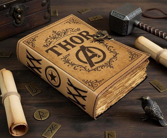 Thor Avengers Vintage leather journal, Thor Leather Journal, Avenger spell book of shadows  Avengers Gifts For Him Her