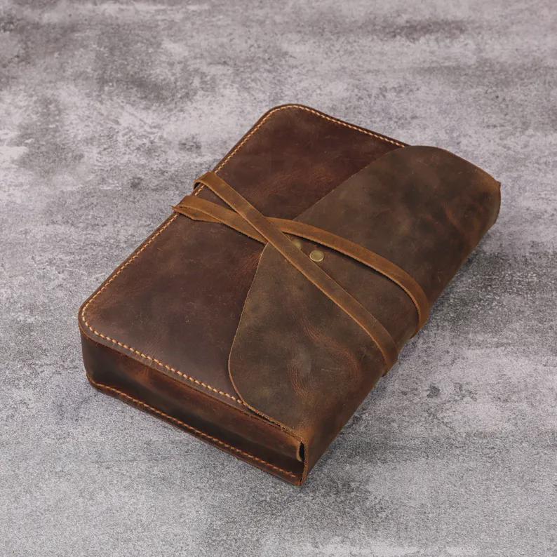 Custom Leather Bible Cover | Personalized Handmade Christian Gift | Engraved Name or Verse | Full-Grain Leather Case | Spiritual Cover