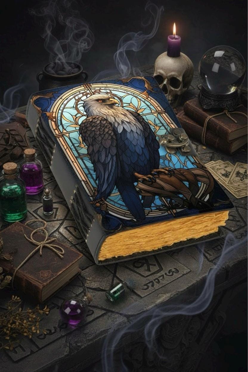 Eagle Leather journal Rustic vintage leather - Grimoire Leather journal - Book of Shadows - Fat journal gift for men and women