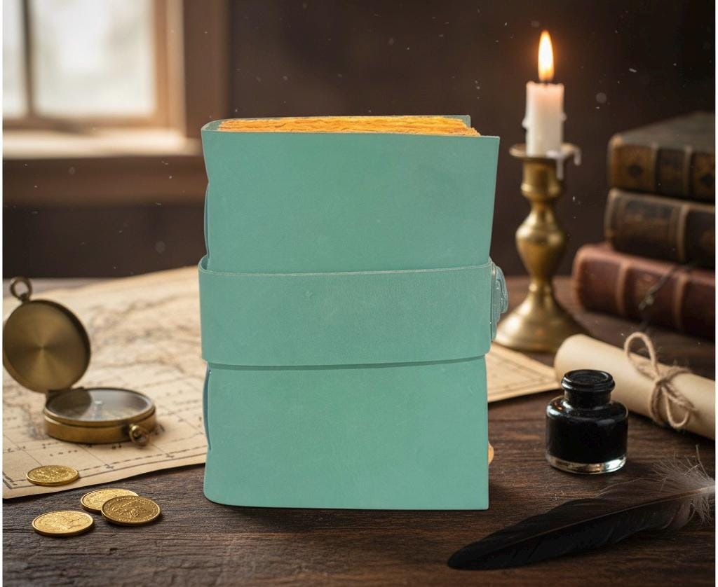 Leather Journal - Blank Spell Book of Shadows, Grimoire Journal, Travel Writing Notebook, Antique Deckle Edge Paper Gifts For Women