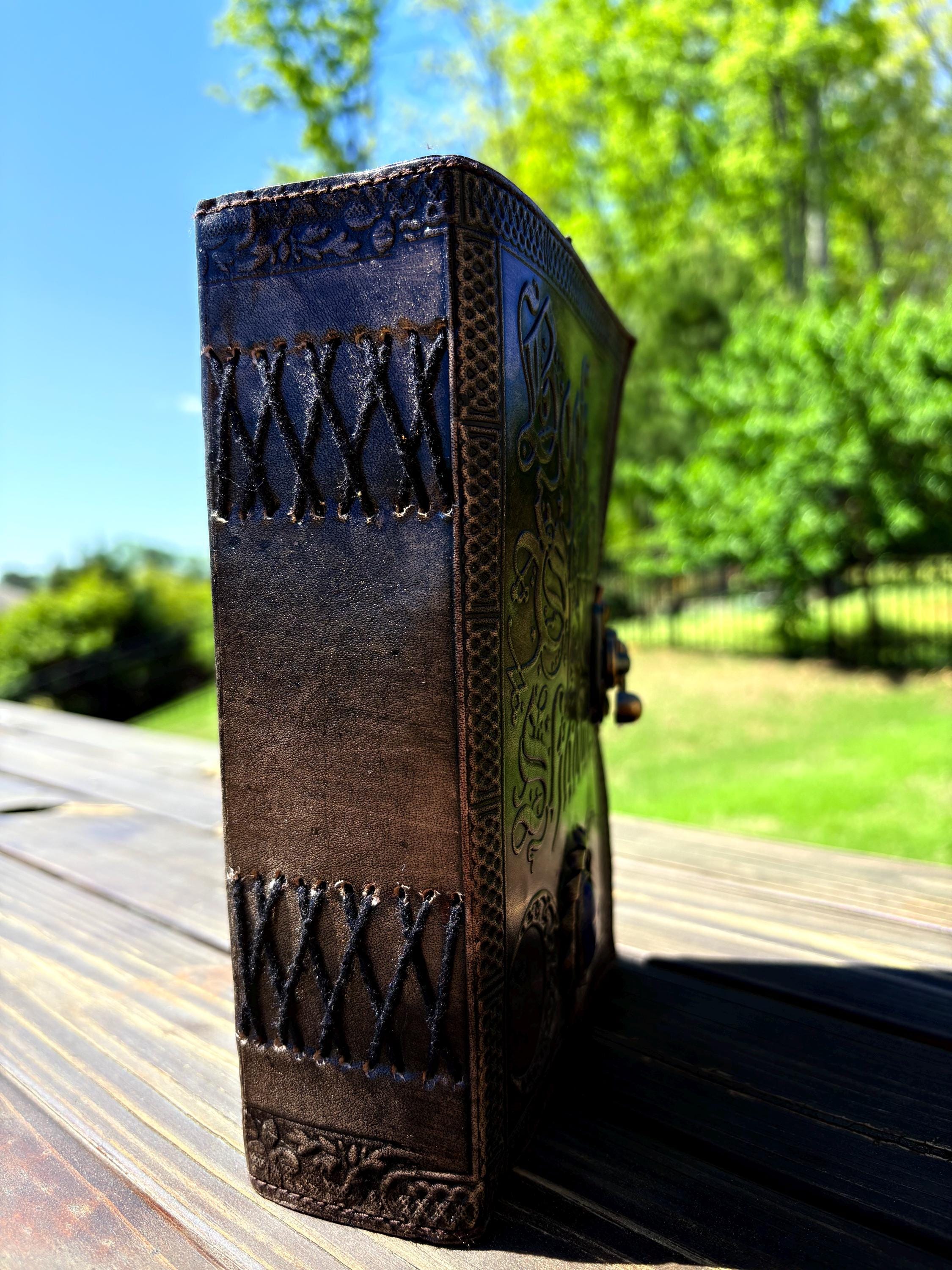 Large Leather Book of Shadows: Celtic Grimoire, 400 Page Journal