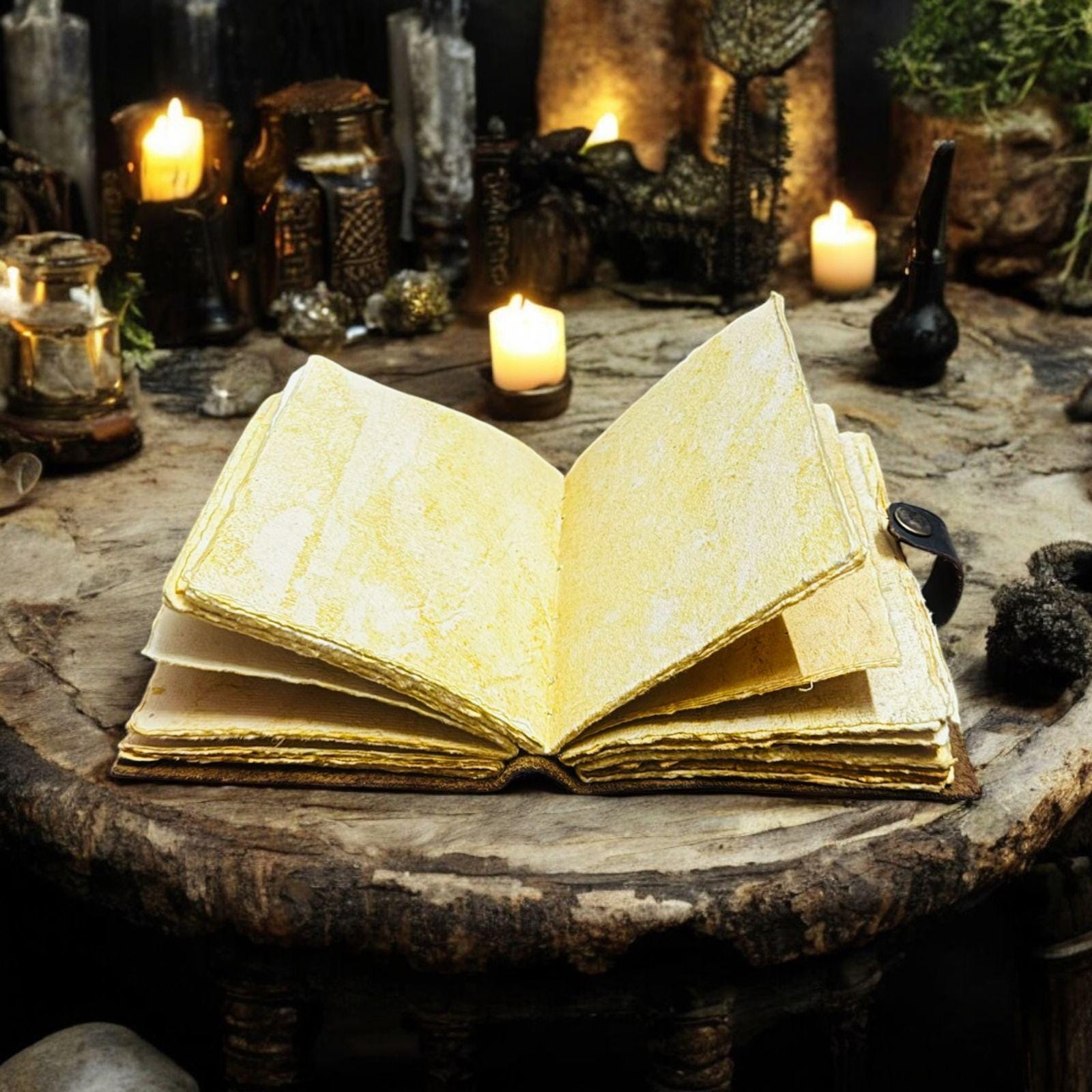 Luna Moth Leather Journal: Blank Spell Book of Shadows, Witchcraft Supplies