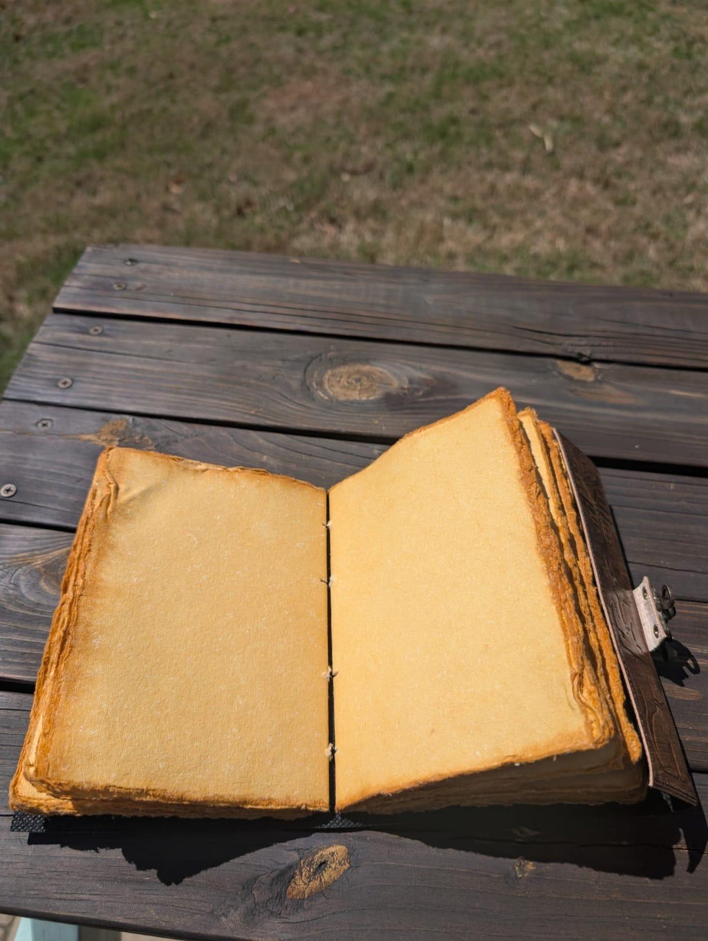 Vintage Leather Journal with Lock: Egyptian Hieroglyphs Grimoire