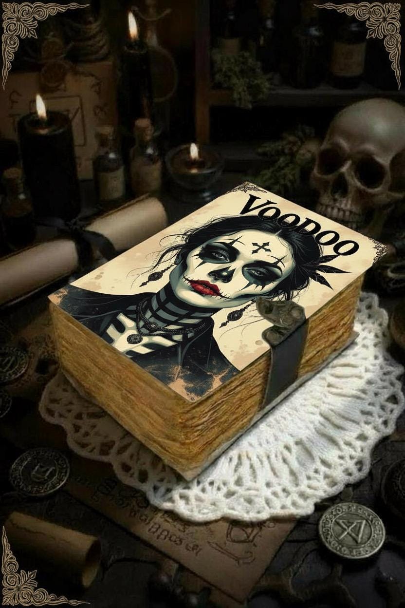 400 Page Large Voodoo Spell Book Leather Grimoire Journal: Wiccan Notebook with Wiccan Book of Shadows Witchcraft Journal and Notebook