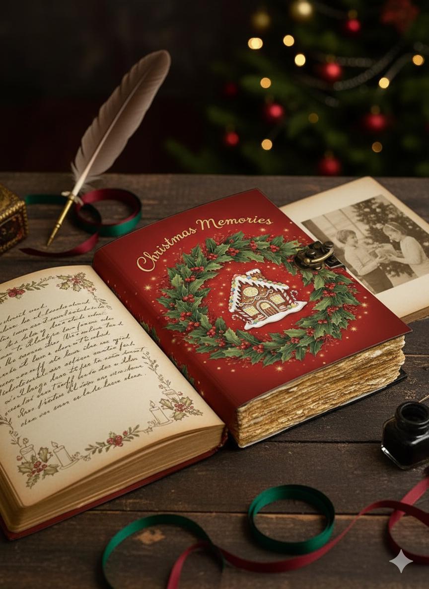 Christmas leather Journal Book of Shadows Vintage Holiday Journal Christmas Gifts