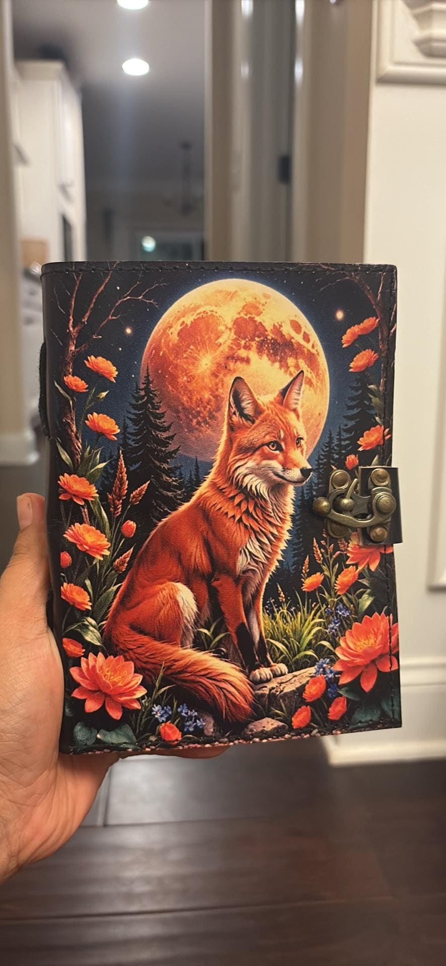 Fox Leather Journal: Grimoire Spell Book with Vintage Lock