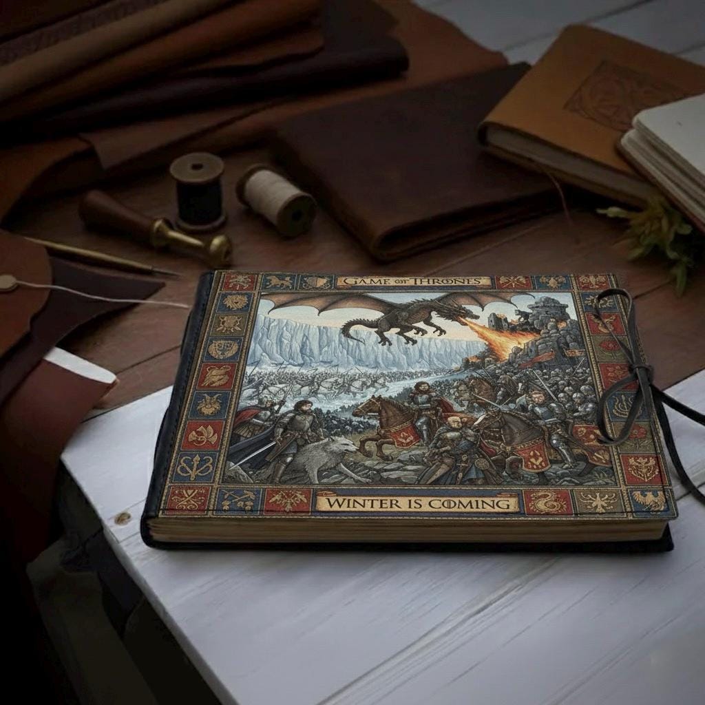 Game Of Thrones Memory book Custom Photo Album, Game Of Thrones Leather Scrapbook Adventure Book Game Of Thrones Book Gift for Him and Her