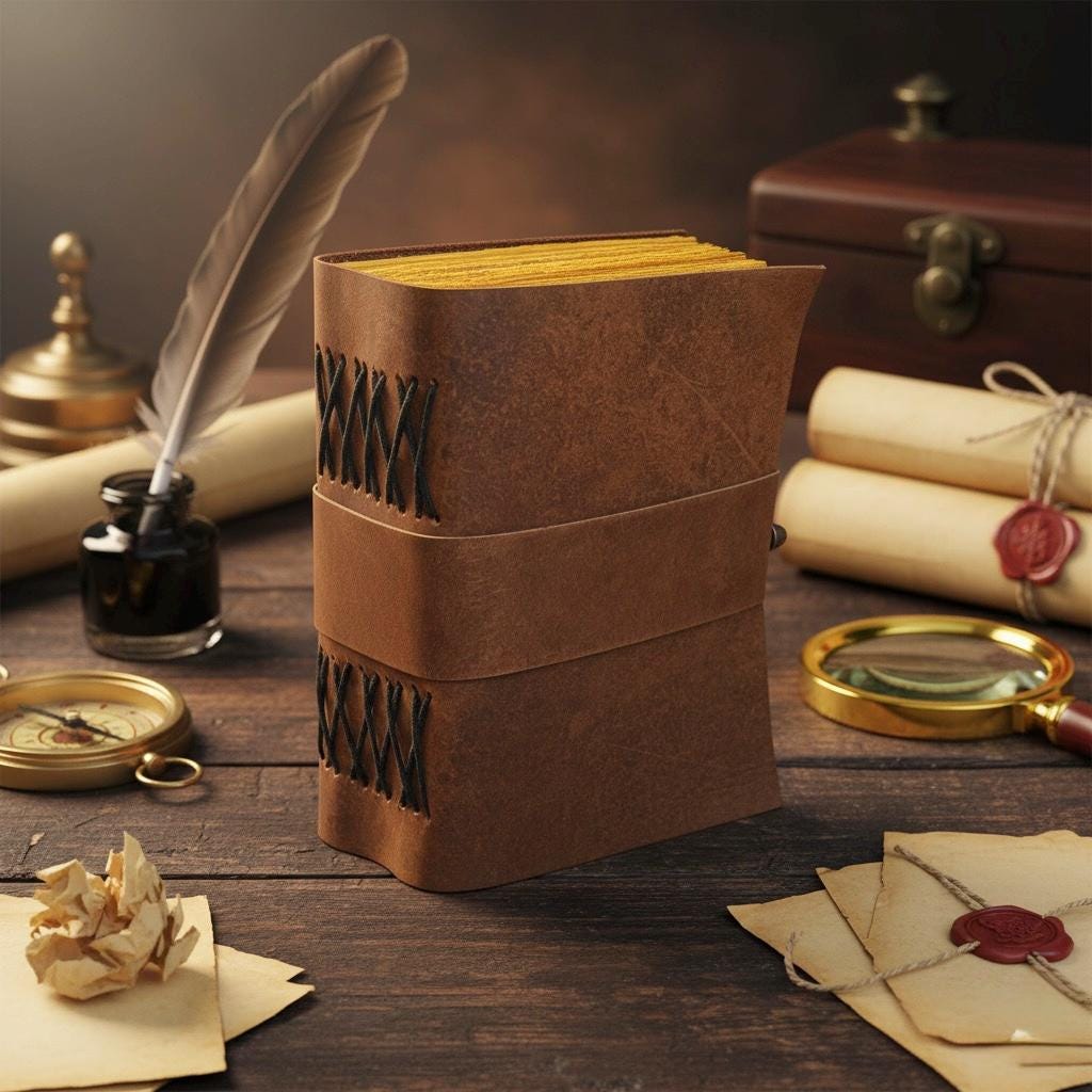 400 Page leather Journal - Blank Spell Book of Shadows, Grimoire Journal, Travel Writing Notebook, Antique Deckle Edge Paper Gifts For Women