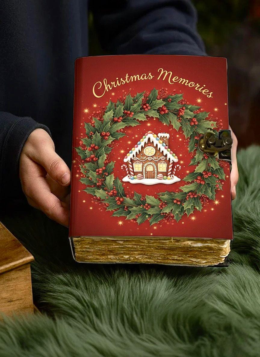 Christmas leather Journal Book of Shadows Vintage Holiday Journal Christmas Gifts