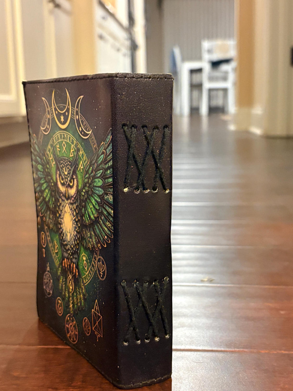 Owl Grimoire Leather Journal: Gothic Blank Book of Shadows