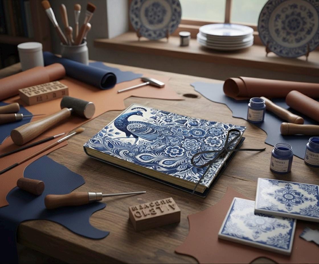 Peacock Memory book Custom Photo Album, Peacock Leather Scrapbook Adventure Book Journal Beautiful Flower Art Book Gift for Him and Her,