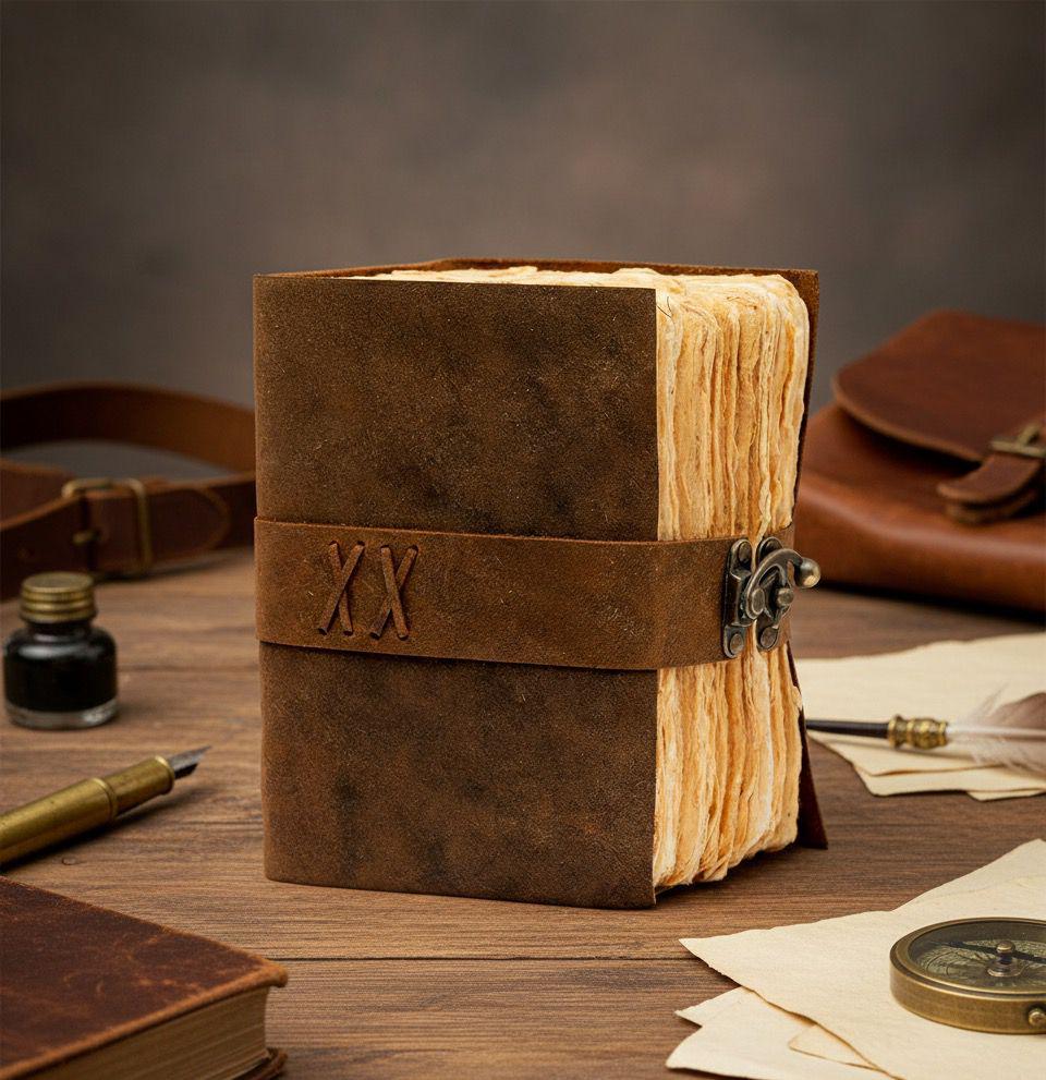 600 Page leather Journal - Blank Spell Book of Shadows, Grimoire Journal, Travel Writing Notebook, Antique Deckle Edge Paper Gifts For Women