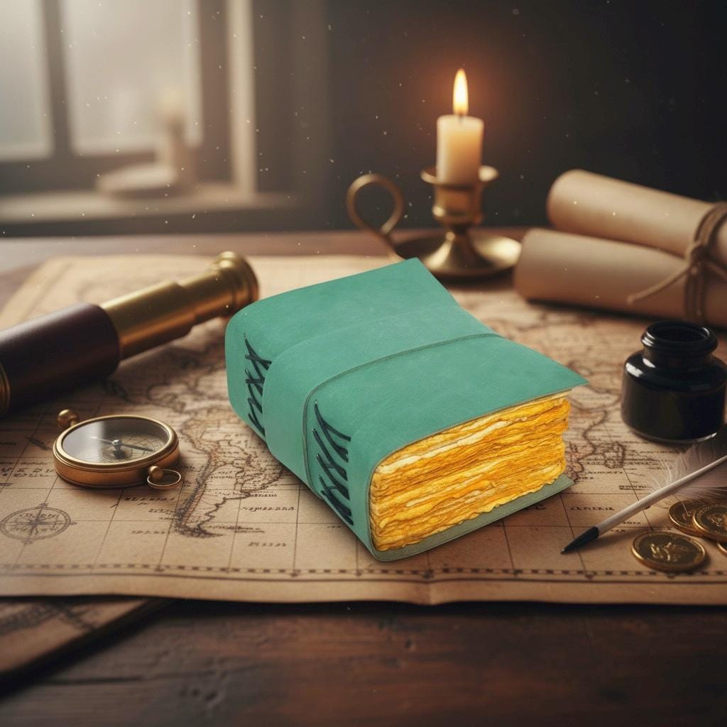 Leather Journal - Blank Spell Book of Shadows, Grimoire Journal, Travel Writing Notebook, Antique Deckle Edge Paper Gifts For Women